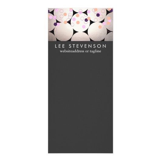 おもしろいシルバーサークルスタイリッシュブラックイベントメニュー ラックカード (正面)