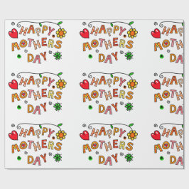 おもしろいシンプルとハッピーマザーズデイ ラッピングペーパー