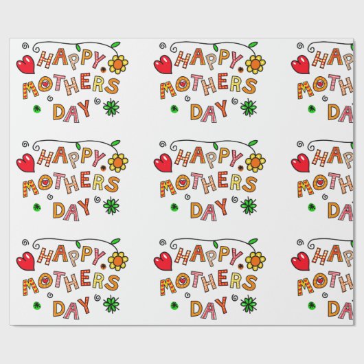 おもしろいシンプルとハッピーマザーズデイ ラッピングペーパー (フラット)