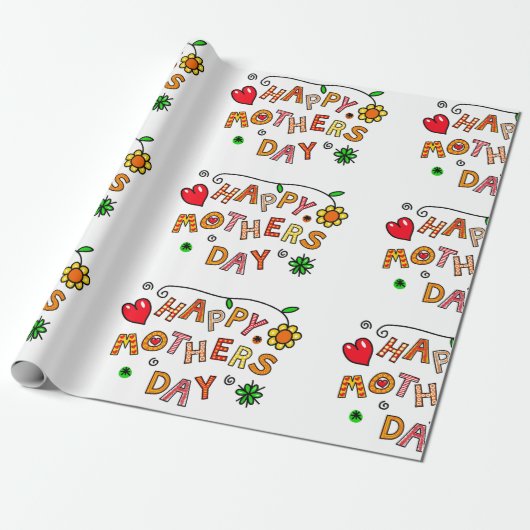 おもしろいシンプルとハッピーマザーズデイ ラッピングペーパー (アンロールド)