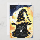 おもしろいシンプルウィザード誕生日 招待状 (正面)