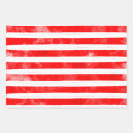 おもしろいシンプルクリスマス赤ストライプ水色モダン ラッピングペーパーシート