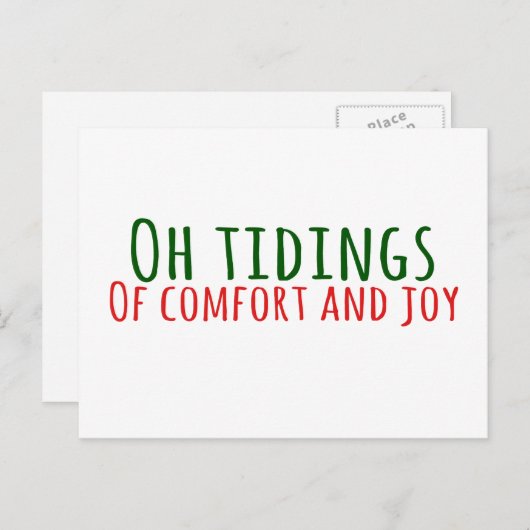 おもしろいシンプルグリーンアンドレッドタイポグラフィクリスマス シーズンポストカード (正面/裏面)