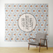 おもしろいシンプルシック編集可能誕生日フォト水玉模様 タペストリー (インサイチュ(横))