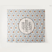 おもしろいシンプルシック編集可能誕生日フォト水玉模様 タペストリー (正面(横))