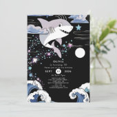 おもしろいシンプルシャーク誕生日 招待状 (スタンド正面)