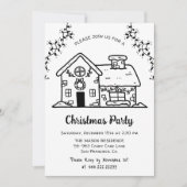 おもしろいシンプルジンガーブレッドハウスクリスマスパーティー 招待状 (正面)
