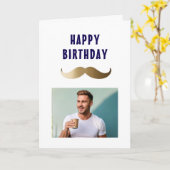 おもしろいシンプルハッピーバースデー写真 カード (黄色い花)