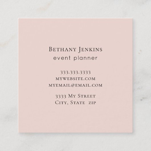 おもしろいシンプルピンクと金ゴールドバルーングリッター スクエア名刺 (裏面)