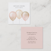 おもしろいシンプルピンクと金ゴールドバルーングリッター スクエア名刺 (正面/裏面)