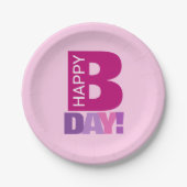 おもしろいシンプルピンクハッピーデイ紙プレート ペーパープレート (正面)