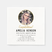 おもしろいシンプルファクトフォト大学院写真卒業パーティーNa スタンダードカクテルナプキン (正面)