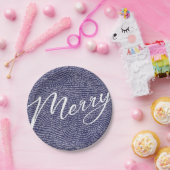 おもしろいシンプルブルードゥードルメリークリスマスホリデー ペーパープレート (パーティー)