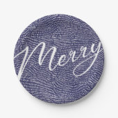 おもしろいシンプルブルードゥードルメリークリスマスホリデー ペーパープレート (正面)