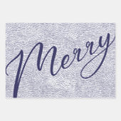 おもしろいシンプルブルーメリークリスマスホリデー ラッピングペーパーシート (正面3)