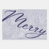 おもしろいシンプルブルーメリークリスマスホリデー ラッピングペーパーシート (正面)