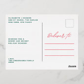 おもしろいシンプルメリークリスマスファミリー金ゴールドフォトフォイル 箔シーズンポストカード (裏面)