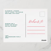 おもしろいシンプルメリークリスマス家族金ゴールド写真 箔シーズンポストカード (裏面)