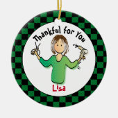 おもしろいシンプル美容師ギフトアイディア- パーソナライズされた セラミックオーナメント (正面)