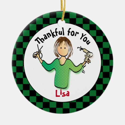 おもしろいシンプル美容師ギフトアイディア- パーソナライズされた セラミックオーナメント (正面)