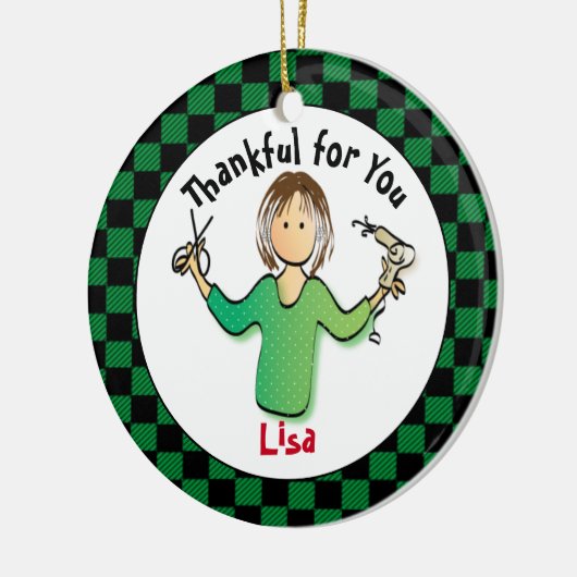 おもしろいシンプル美容師ギフトアイディア- パーソナライズされた セラミックオーナメント (左)