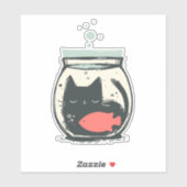 おもしろいシンプル黒猫 シール (シート)