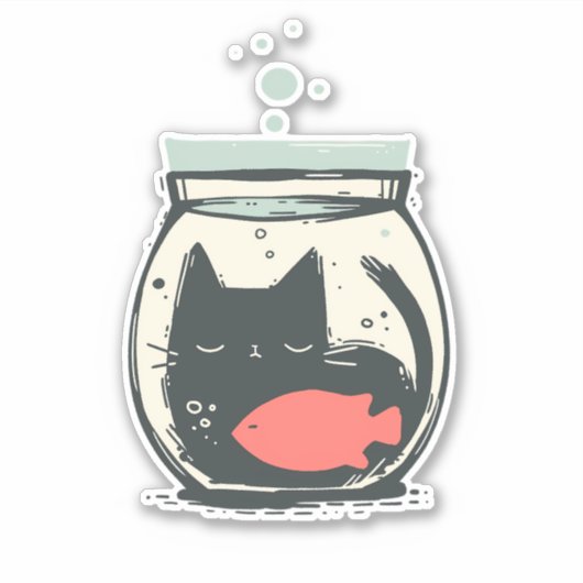 おもしろいシンプル黒猫 シール (正面)
