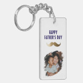 おもしろいシンプルMustache Happy Father's Day写真 キーホルダー (正面左)