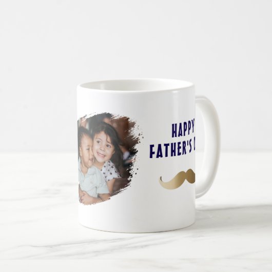 おもしろいシンプルMustache Happy Father's Day写真 コーヒーマグカップ (正面右)