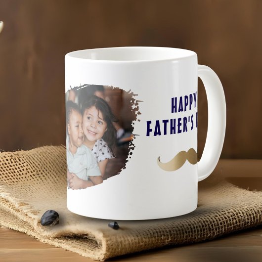 おもしろいシンプルMustache Happy Father's Day写真 ジャンボコーヒーマグカップ