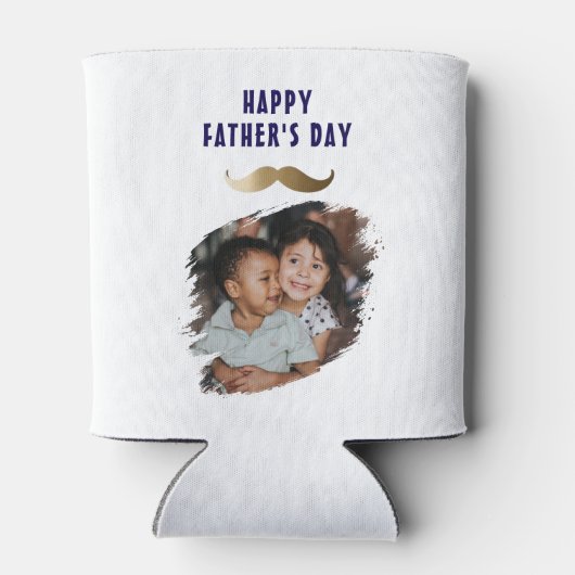 おもしろいシンプルMustache Happy Father's Day写真 缶クーラー (裏面)