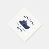 おもしろいシークルーズシップファミリー懇親会サマーバケーション スタンダードカクテルナプキン (角)