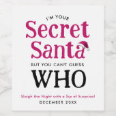 おもしろいシークレットサンタハッ赤と白トモダンスクリプト ワインラベル (シングルラベル)