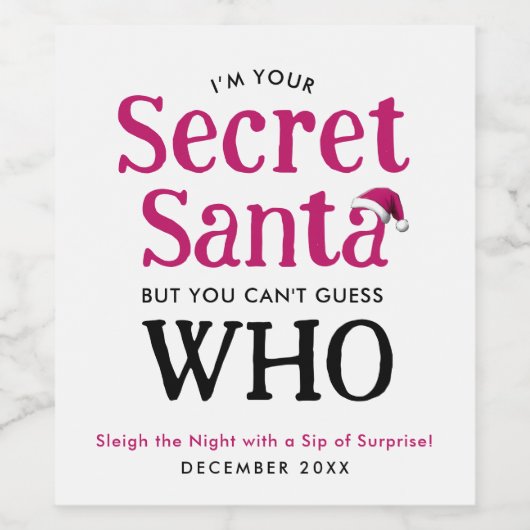 おもしろいシークレットサンタハッ赤と白トモダンスクリプト ワインラベル (シングルラベル)