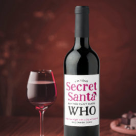 おもしろいシークレットサンタハッ赤と白トモダンスクリプト ワインラベル