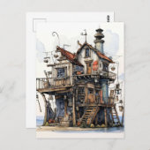 おもしろいシーサイドシャックアート ポストカード (正面/裏面)