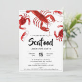 おもしろいシーフードクリスマスパーティーカニロブスター 招待状 (スタンド正面)
