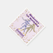 おもしろいジェミニ最初の誕生日と金ゴールド紙吹雪 スタンダードカクテルナプキン (角)