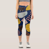 おもしろいジオメトリ：抽象芸術数々のカラーパターン カプリレギンス (正面)