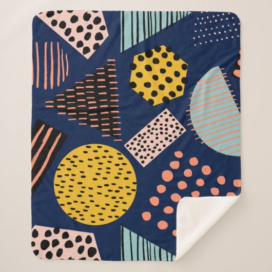 おもしろいジオメトリ：抽象芸術数々のカラーパターン シェルパブランケット (正面)