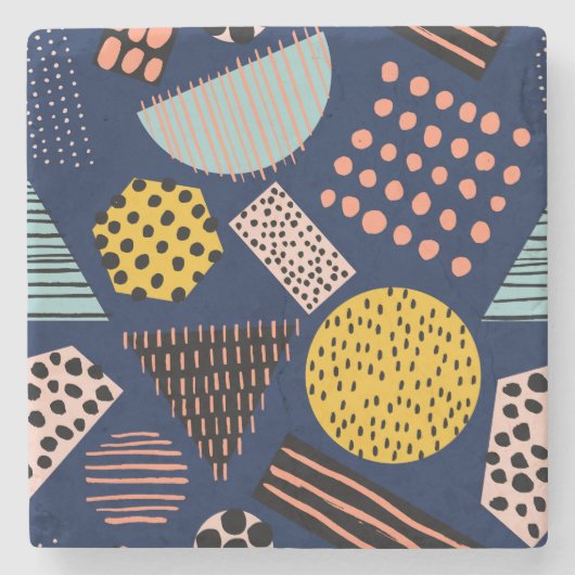 おもしろいジオメトリ:抽象芸術数々のカラーパターン ストーンコースター (正面)