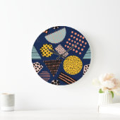おもしろいジオメトリ：抽象芸術数々のカラーパターン ラージ壁時計 (ホーム)
