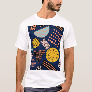 おもしろいジオメトリ:抽象芸術数々のカラーパターン Tシャツ