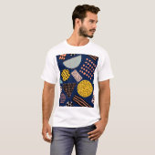 おもしろいジオメトリ:抽象芸術数々のカラーパターン Tシャツ (正面フル)