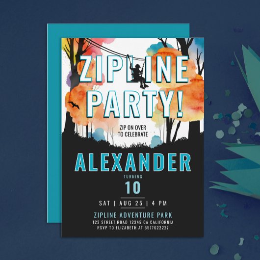 おもしろいジプカラフルリンブルーボーイアドベンチャーウォータースカラー 招待状