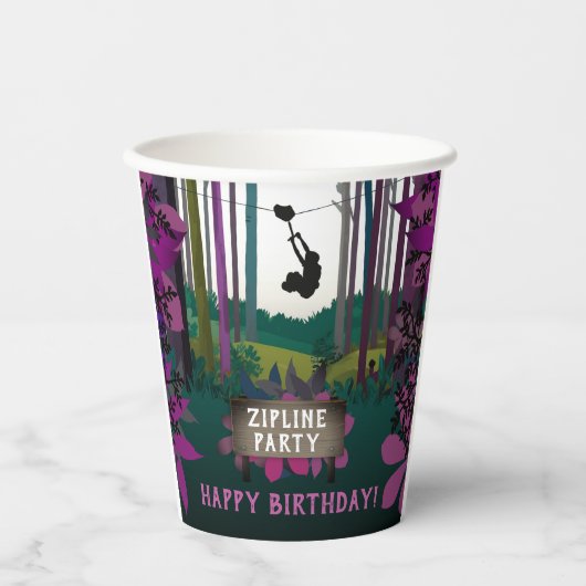おもしろいジプリンパープルピンクフォレストガールアドベンチャー 紙コップ (正面)