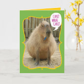 おもしろいジャイアントケーキ食べー誕生日 カード (黄色い花)