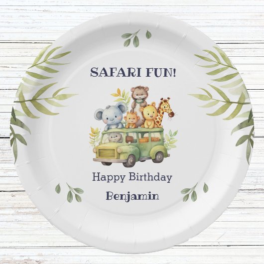おもしろいジャングルアニマルサファリ誕生日 ペーパープレート
