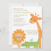 おもしろいジャングル動物の赤ちゃんシャワー 招待状 (正面)