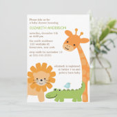 おもしろいジャングル動物の赤ちゃんシャワー 招待状 (スタンド正面)